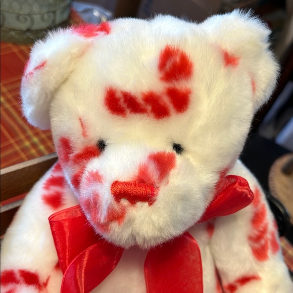 Kids of America Corp Other - Vintage 2001 White Plush Teddy Bear with Red Canes Throughout Cozy Adorable 🥰